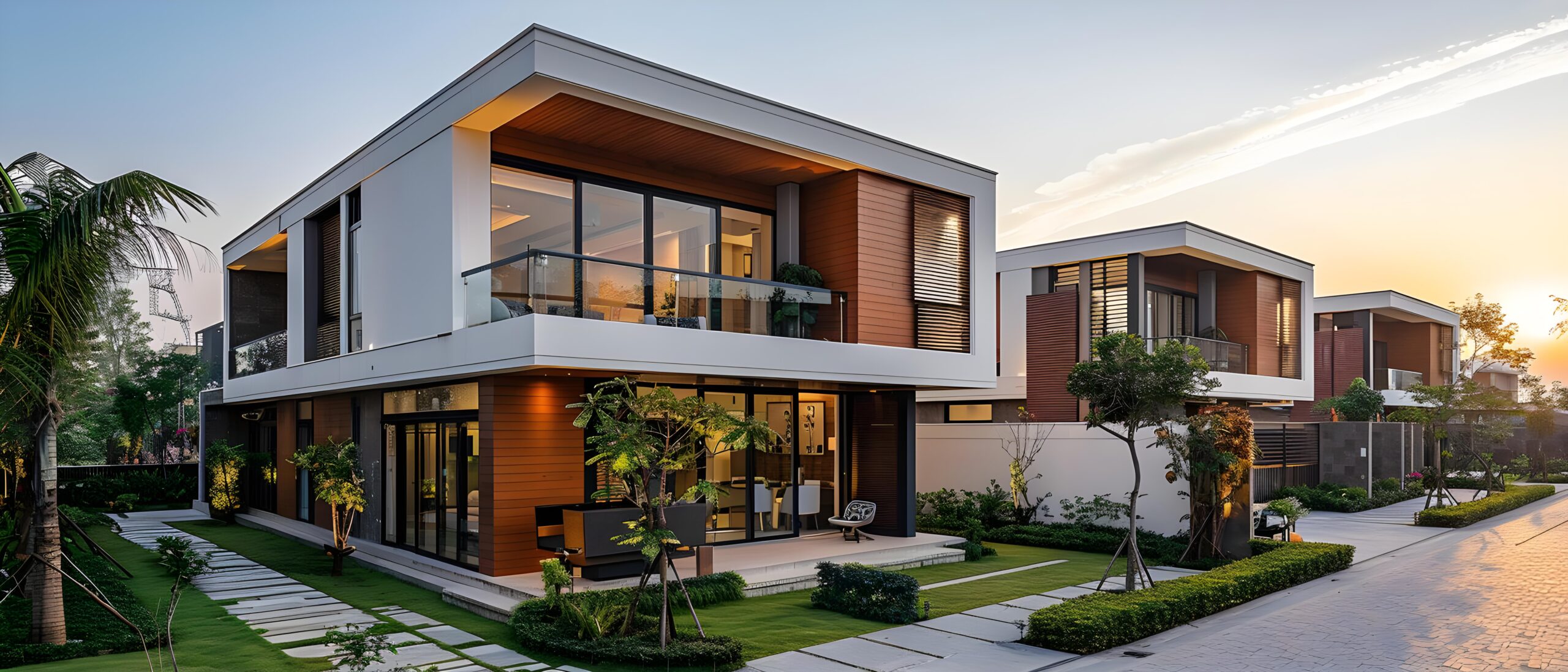 modern luxury villas with sleek design dusk concept luxury villas sleek design dusk modern architecture